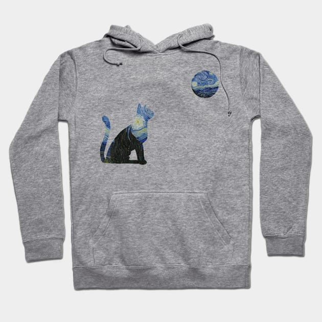 Cat Moon Van Gogh Style Hoodie by Freeman Thompson Weiner